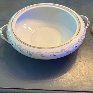 Vintage Blue & Silver Flower China Serving Dish